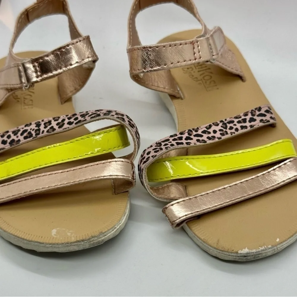 Toddler Girl Rose Gold & Leopard Multi Strap Sandals
